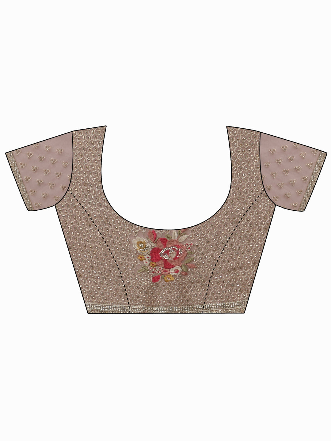 Libas Art Pink Floral Embellished Net Saree