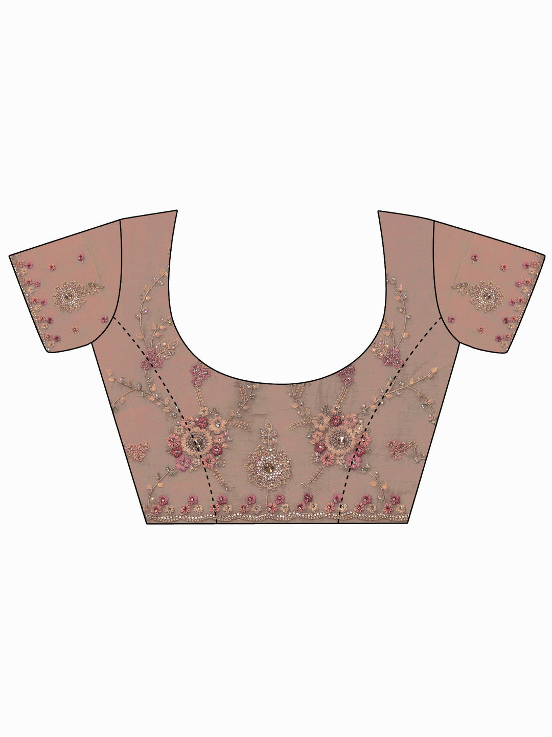 Libas Art Golden Floral Embroidered Tissue Saree
