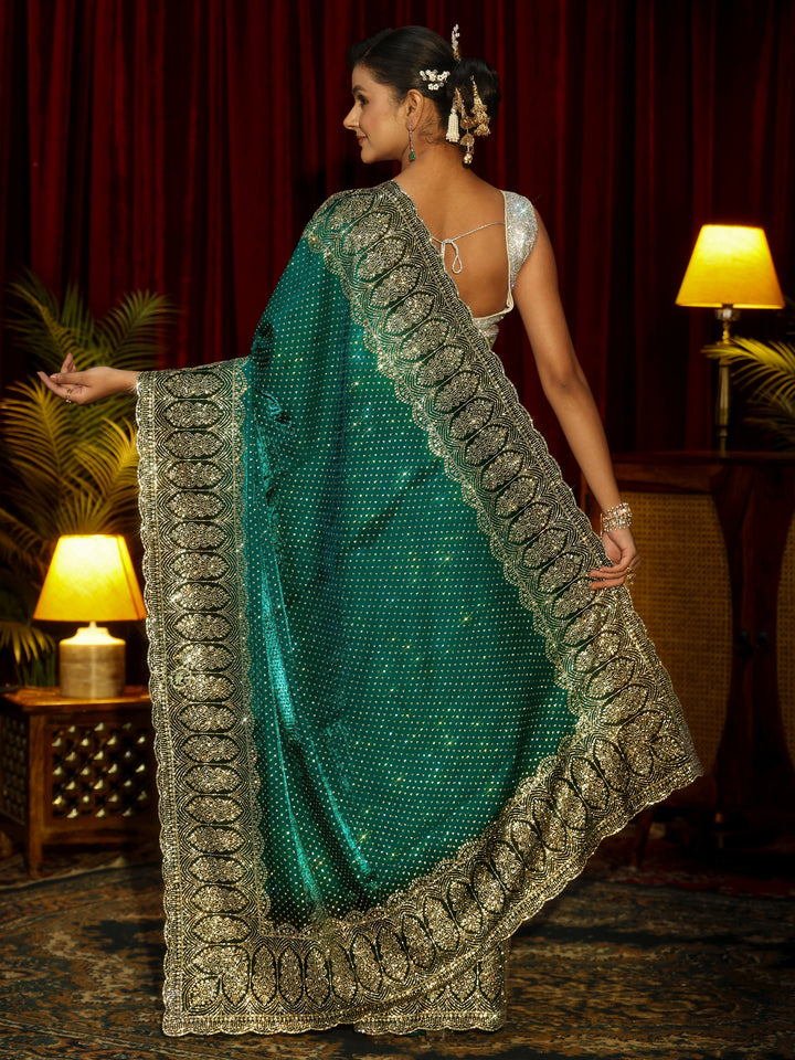 Libas Art Sacramento Green Embellished Tissue Saree