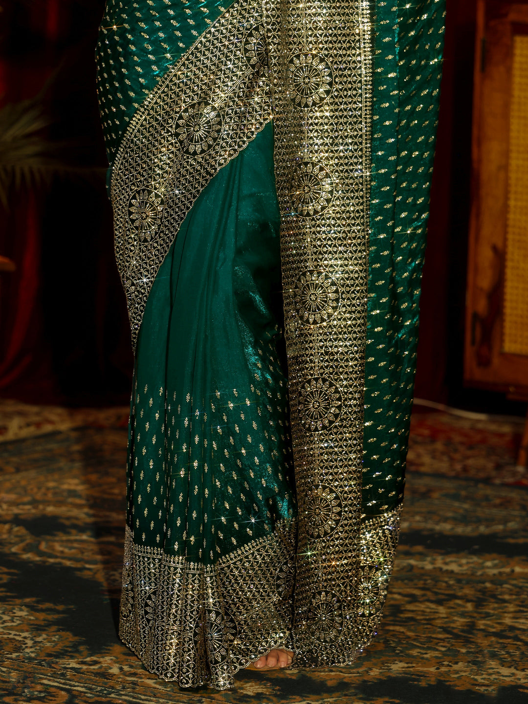 Libas Art Sacramento Green Embellished Tissue Saree