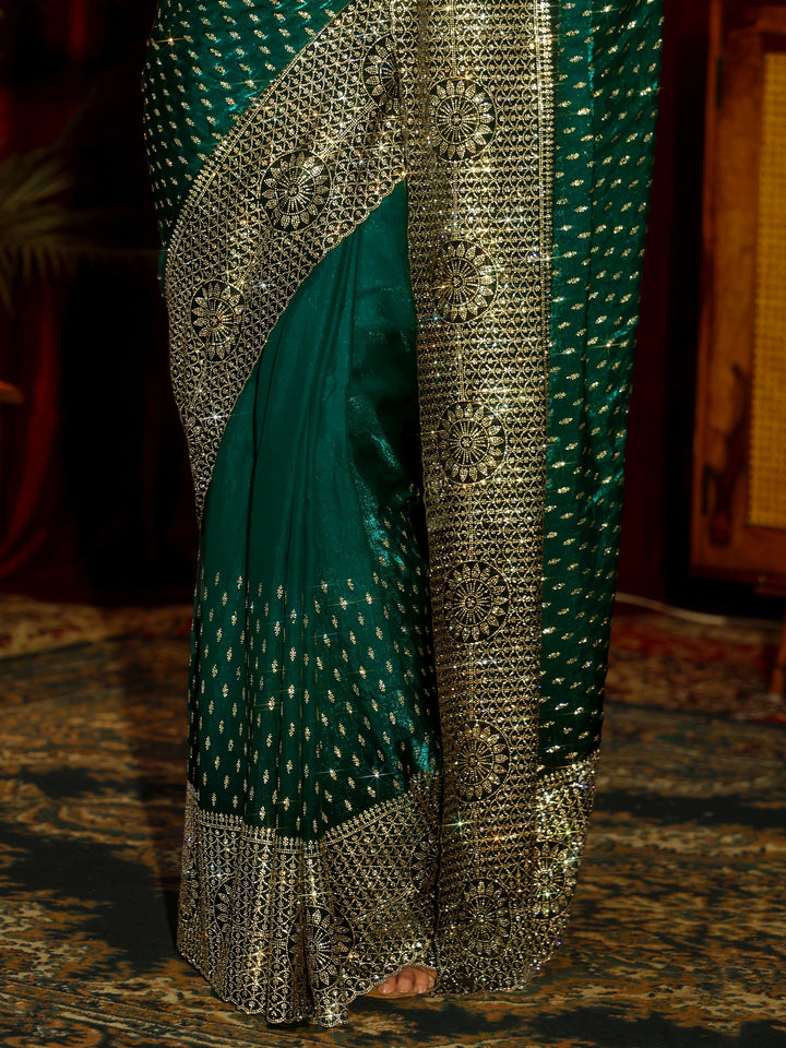 Libas Art Sacramento Green Embellished Tissue Saree