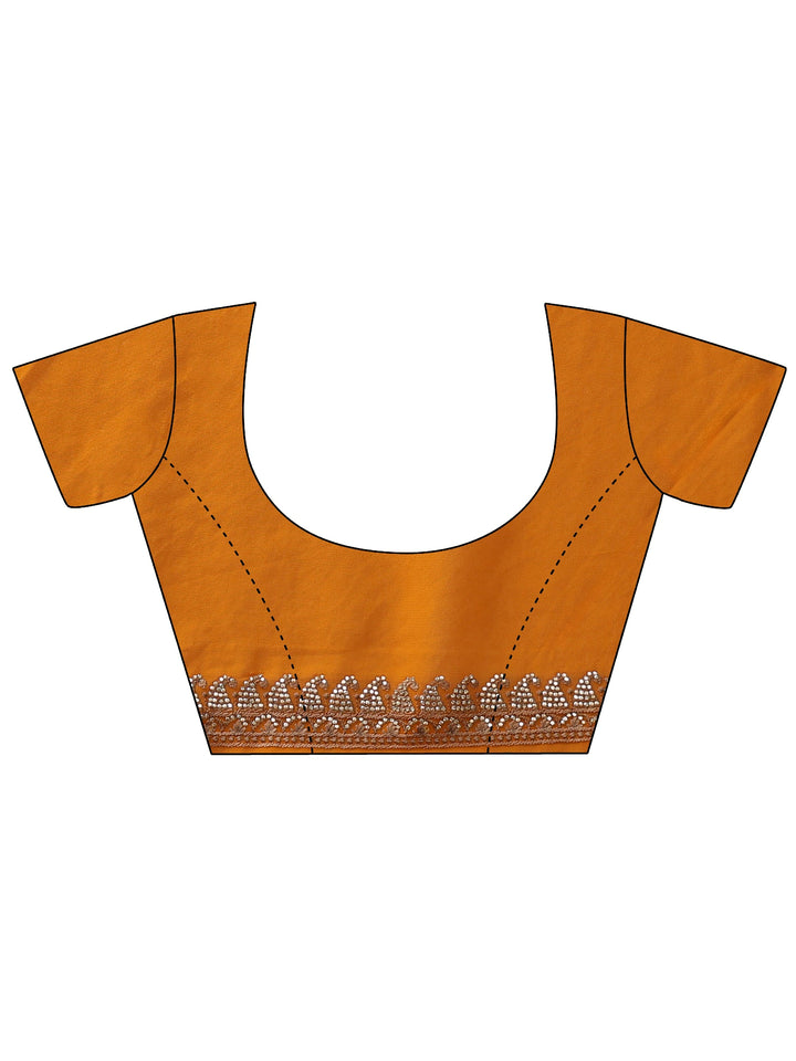 Libas Art Orange Paisley Embroidered Georgette Saree