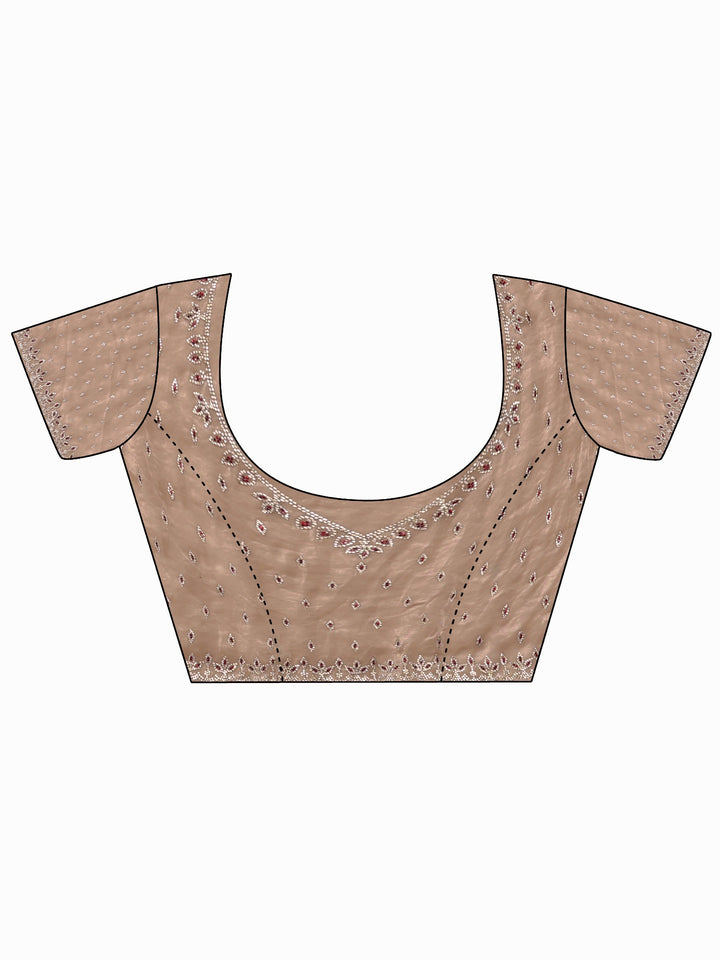 Libas Art Taupe Stone Work Embellished Tissue Saree