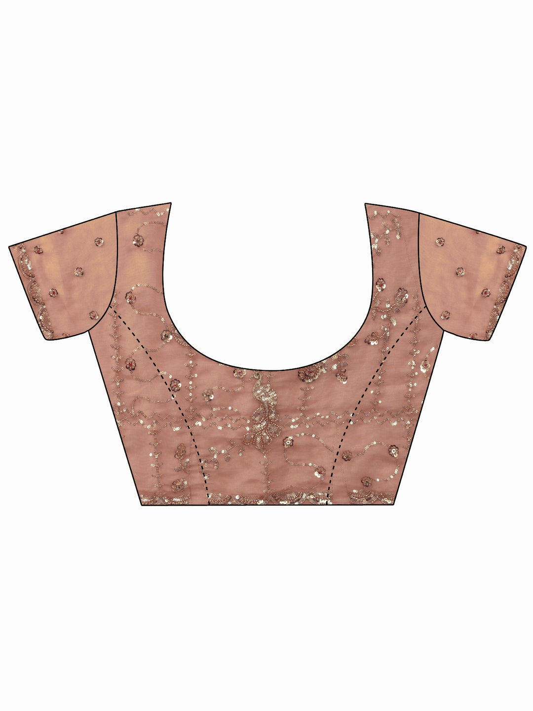 Libas Art Peach Pink Sequin Embellished Tissue Saree