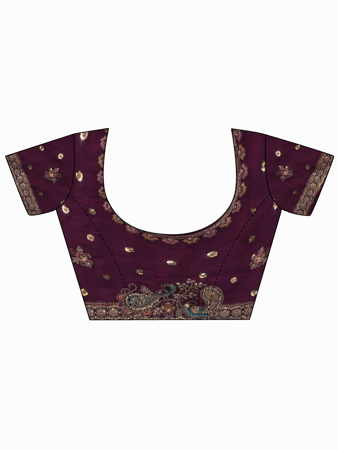 Libas Art Burgundy Sequin Tissue Saree with Embellished Border