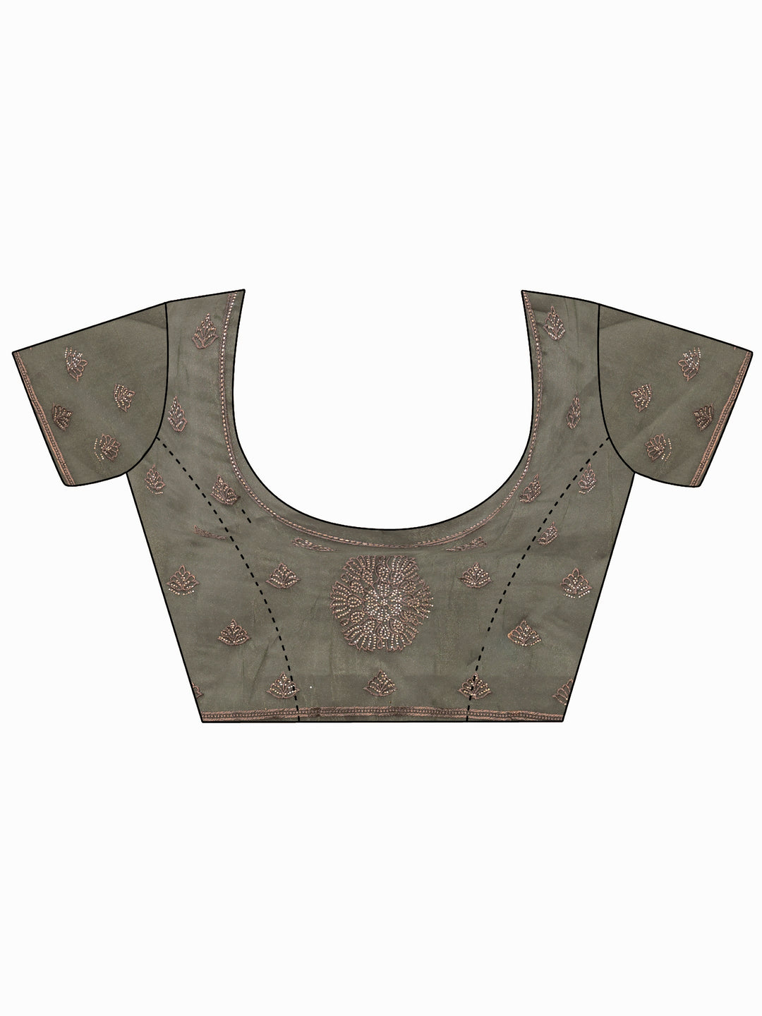 Libas Art Olive Green Floral Embellished Tissue Saree