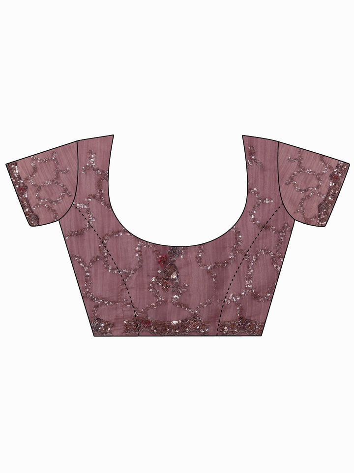 Libas Art Dusty Rose Pink Embellished Tissue Saree