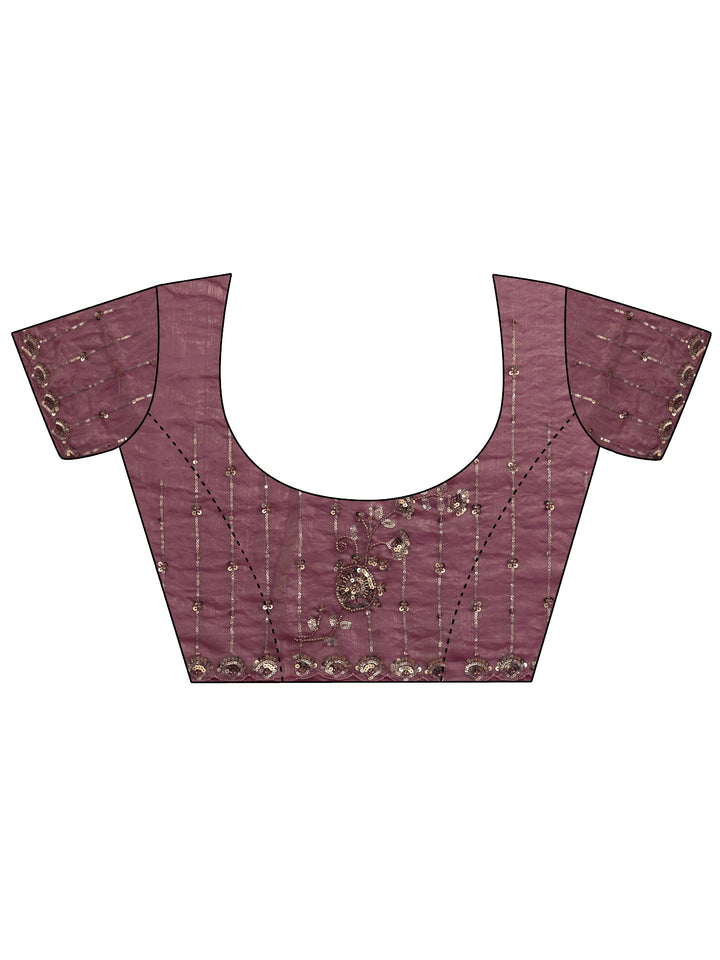 Libas Art Dusty Rose Pink Embellished Tissue Saree