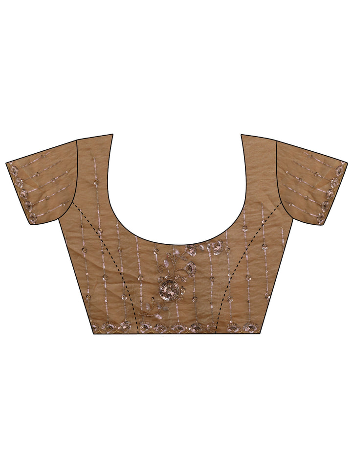 Libas Art Mustard Embellished Tissue Saree