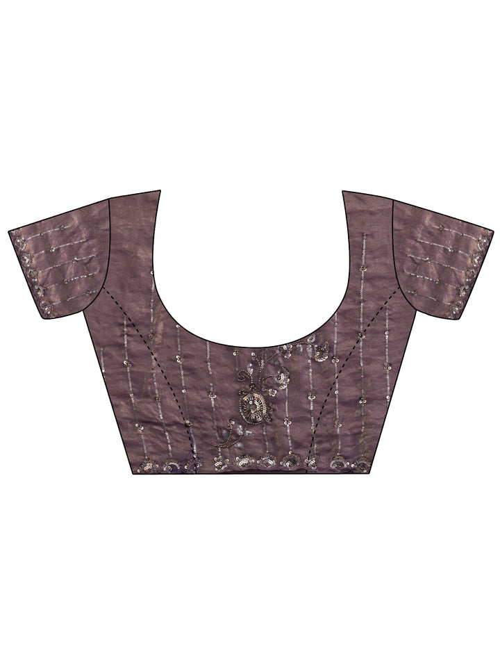 Libas Art Purple Sequin Embellished Tissue Saree
