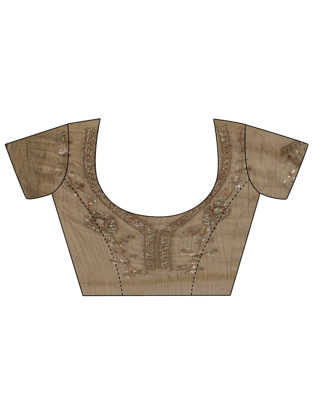 Libas Art Beige Floral Embellished Tissue Saree