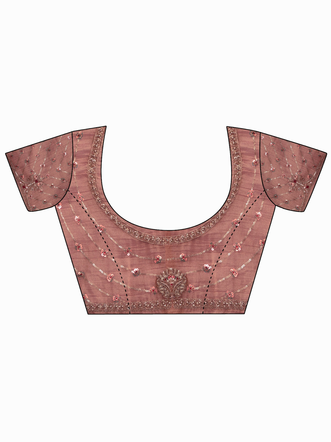 Libas Art Pink Floral Embellished Tissue Saree