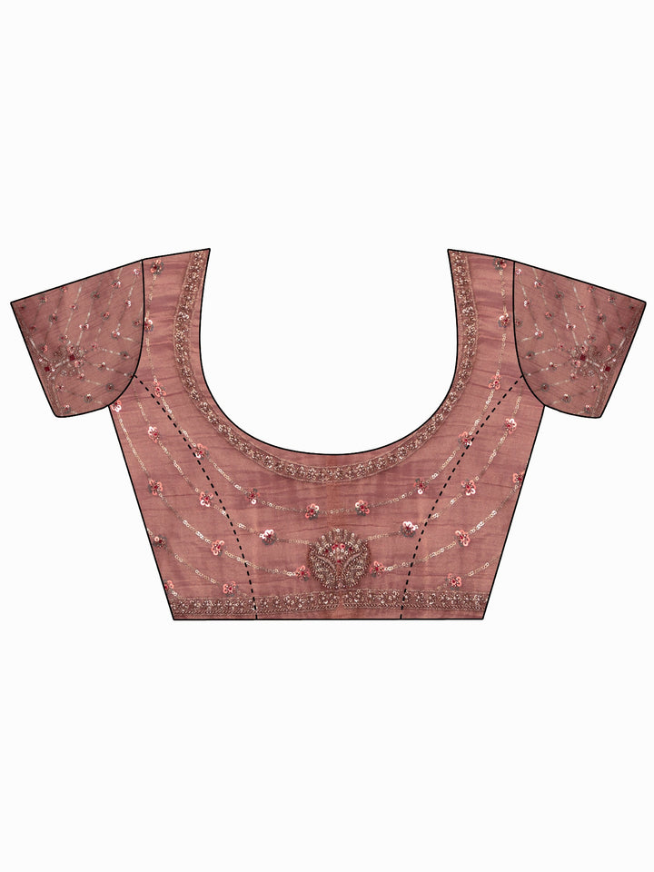 Libas Art Pink Floral Embellished Tissue Saree
