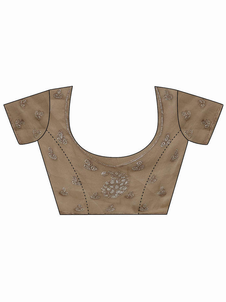 Libas Art Taupe Embellished Tissue Saree