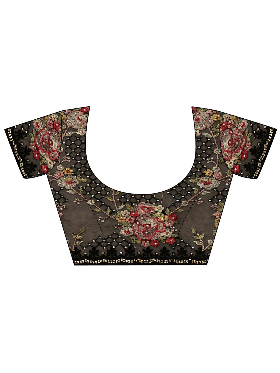 Libas Art Black Floral Embroidered Net Saree
