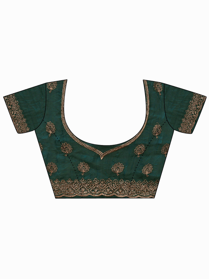Libas Art Libs Art Sacramento Green Floral Zari Embroidered Tissue Saree