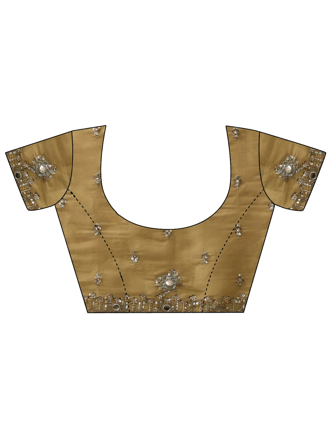 Libas Art Golden Tisssue Saree with Mirror Work Floral Embellishments