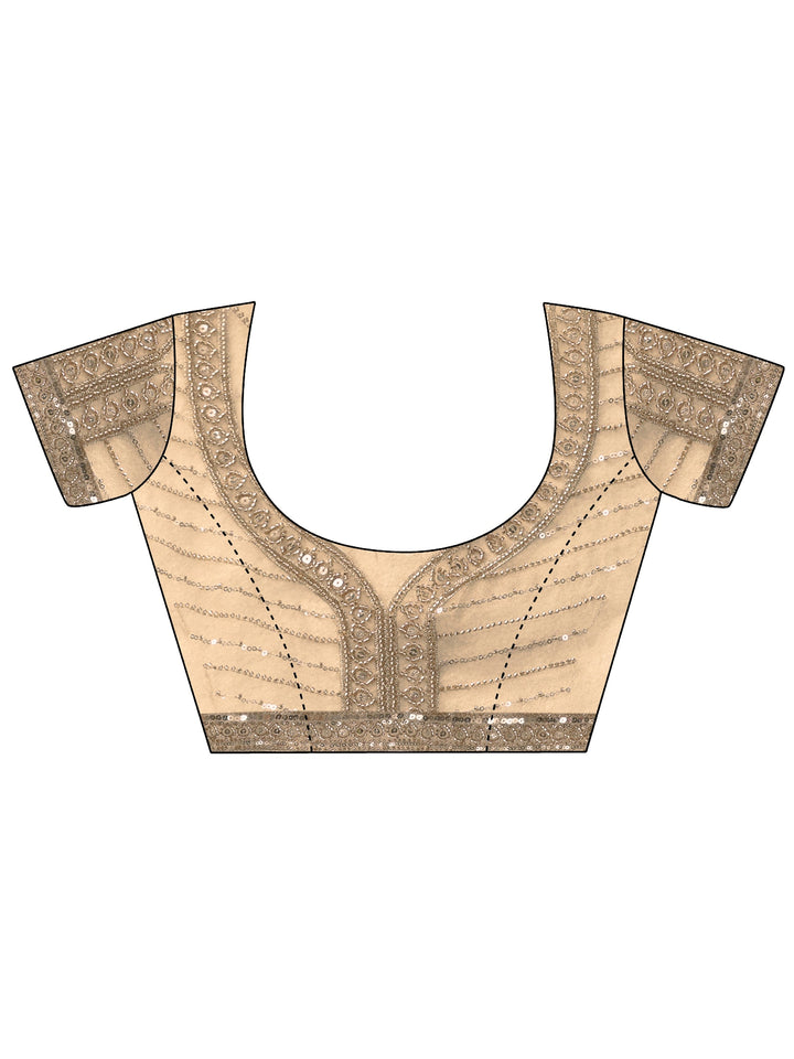 Libas Art Taupe Bead and Sequin Embellished Net Saree