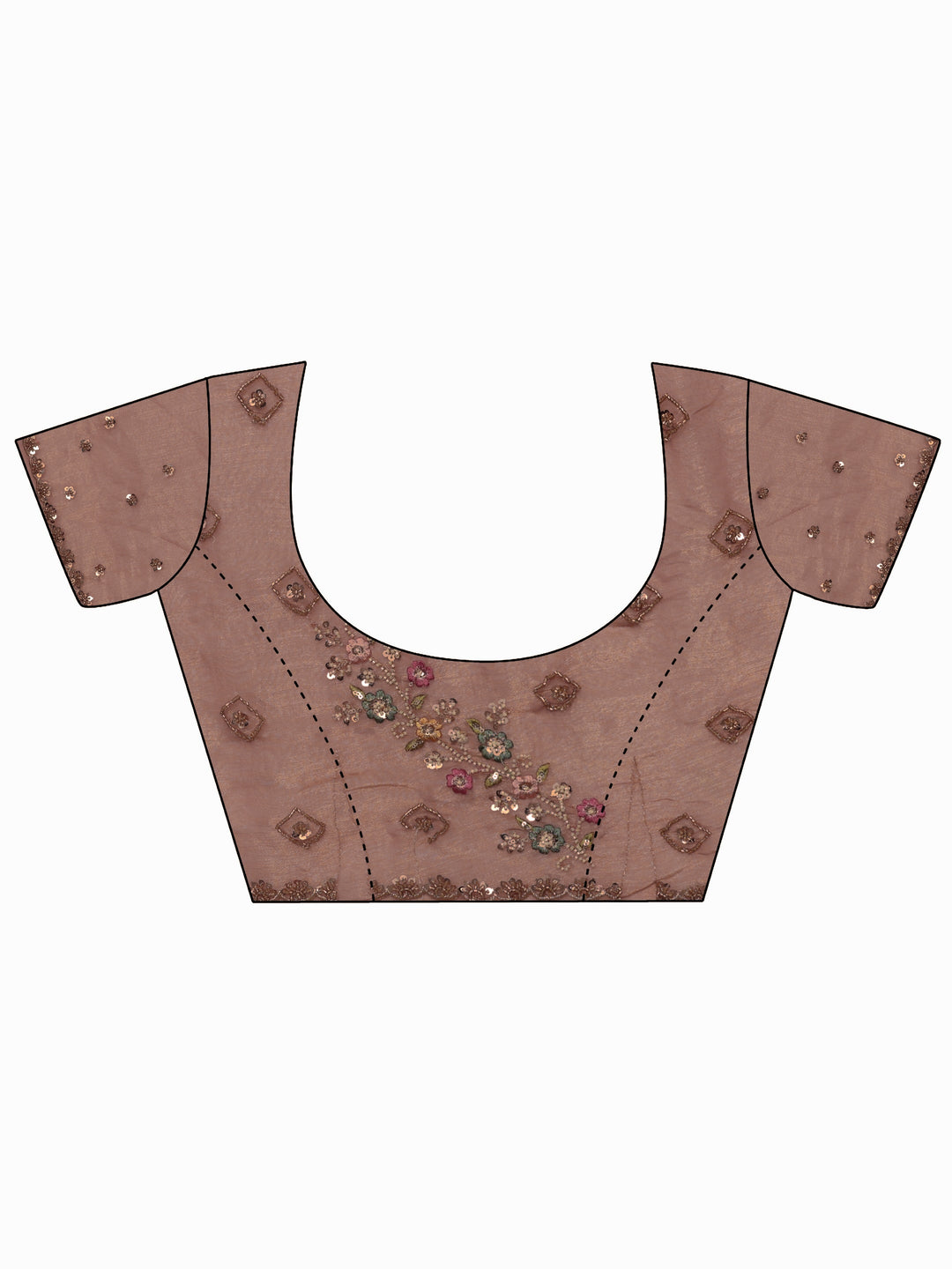 Libas Art Peach Chevron Embellished Tissue Saree