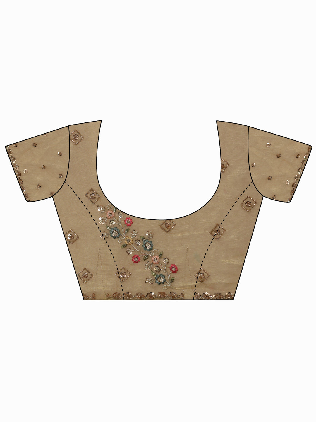 Libas Art Golden Chevron Embellished Tissue Saree