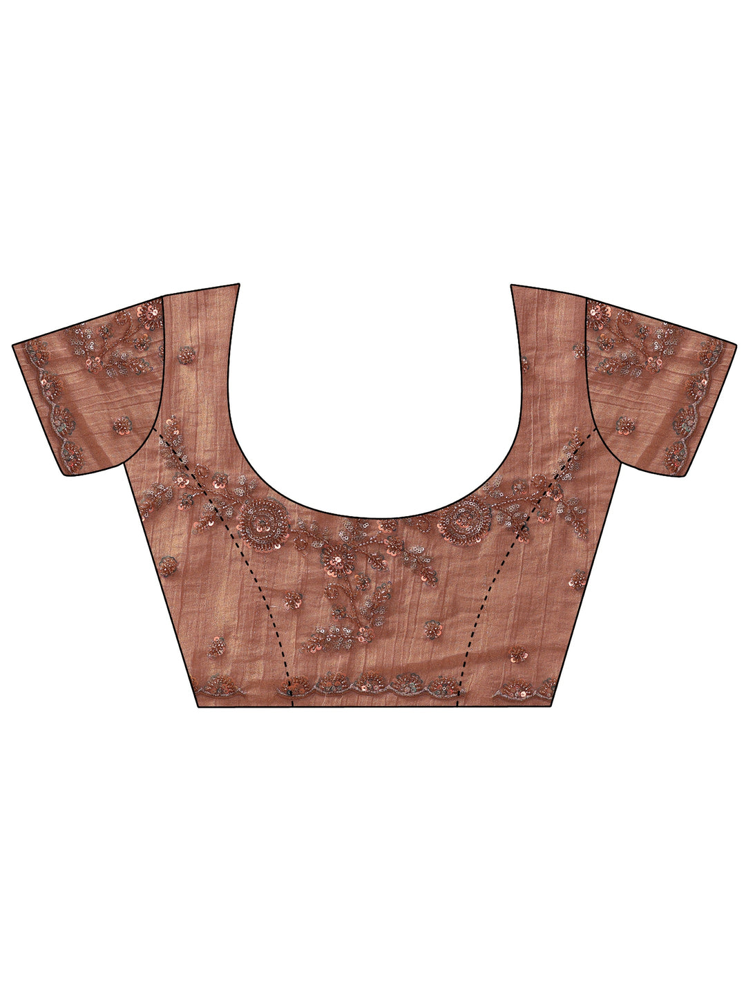 Libas Art Peach Beads and Sequin Floral Embellished Tissue Saree