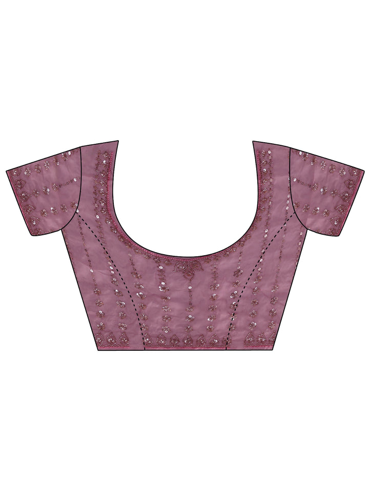 Libas Art Pansy Pink Sequin Embellished Tissue Saree