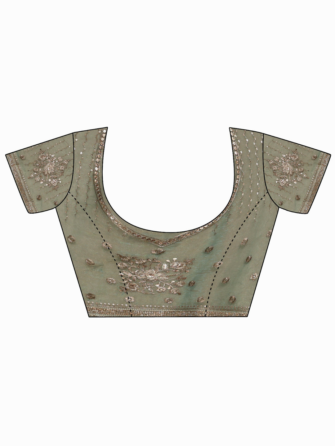 Libas Art Green Floral Embellished Tissue Saree