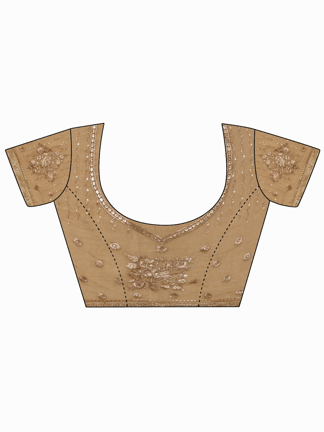 Libas Art Golden Floral Embellished Tissue Saree
