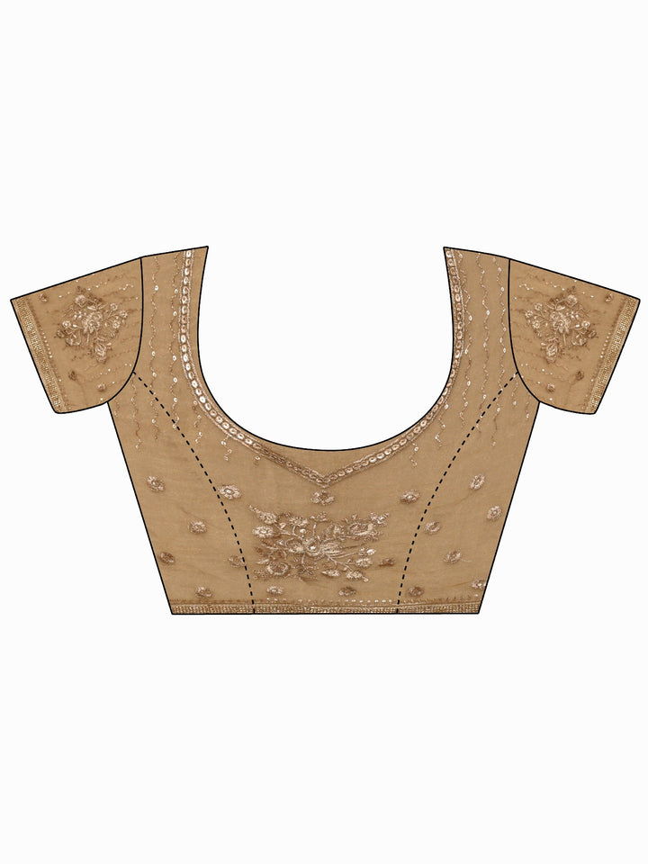 Libas Art Golden Floral Embellished Tissue Saree