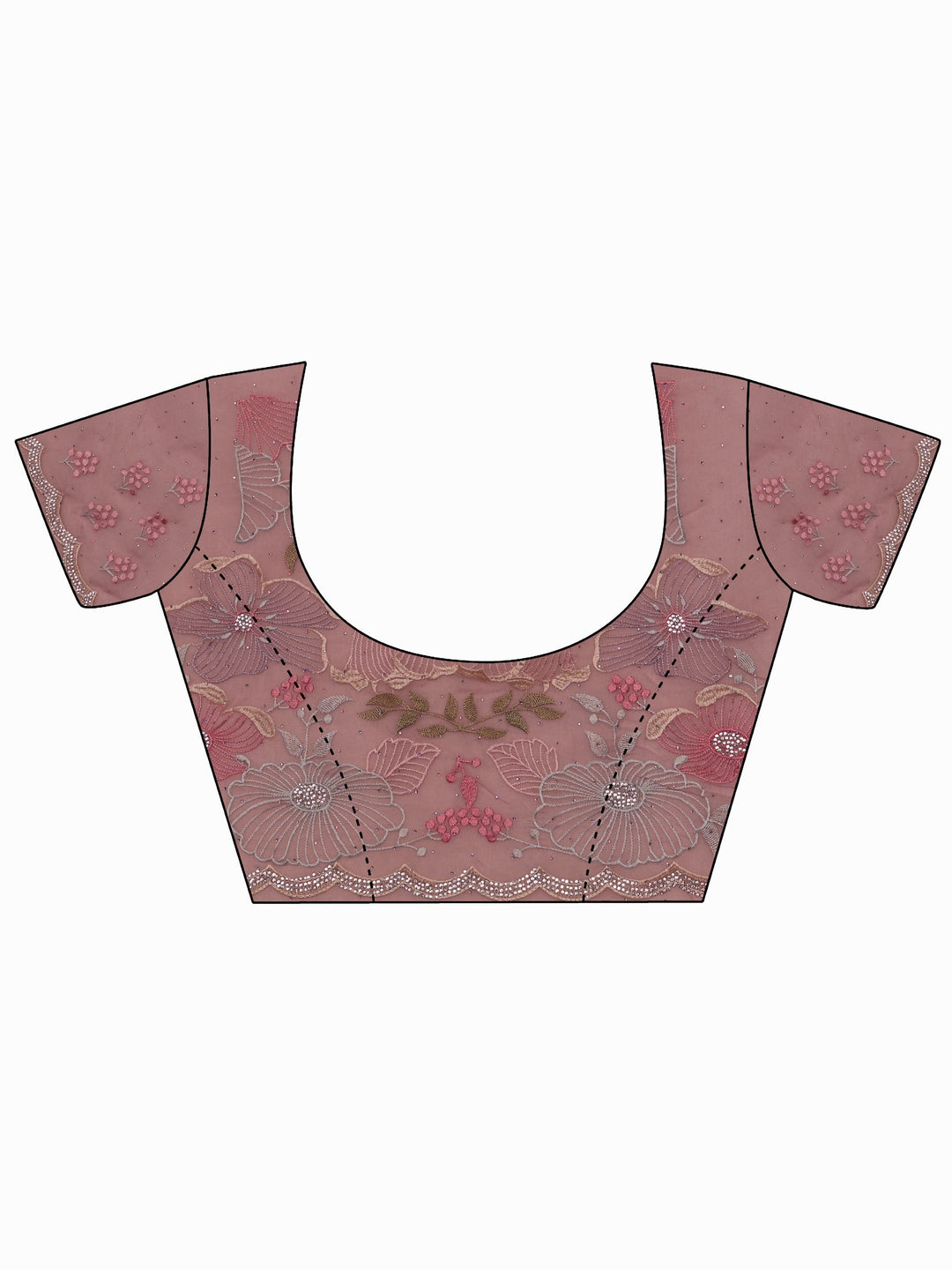 Libas Art Pink Floral Embroidered Tissue Saree