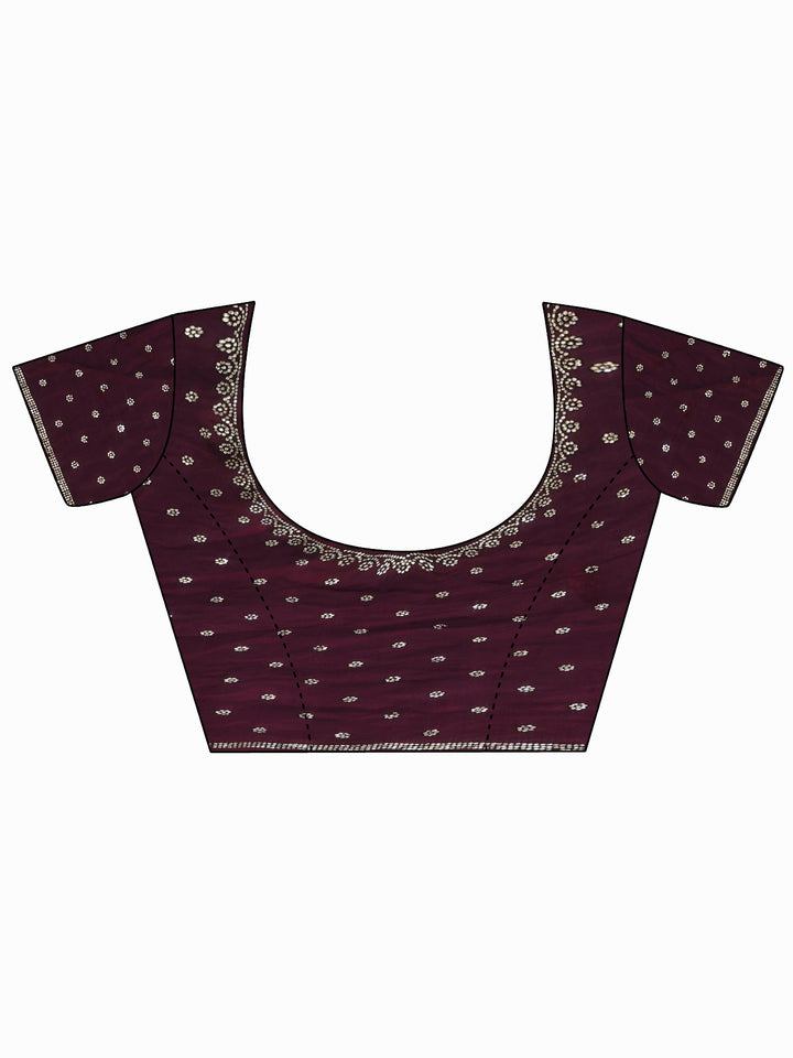 Libas Art Burgundy Stone Work Embellished Tissue Saree