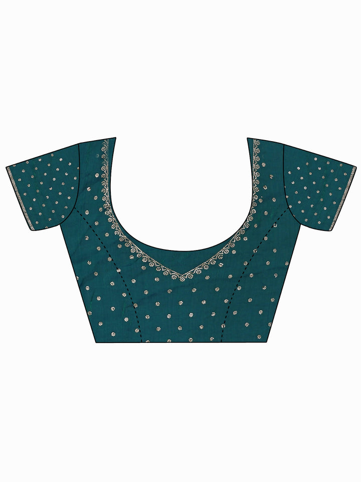 Libas Art Teal Blue Sequin Embellished Tissue Saree