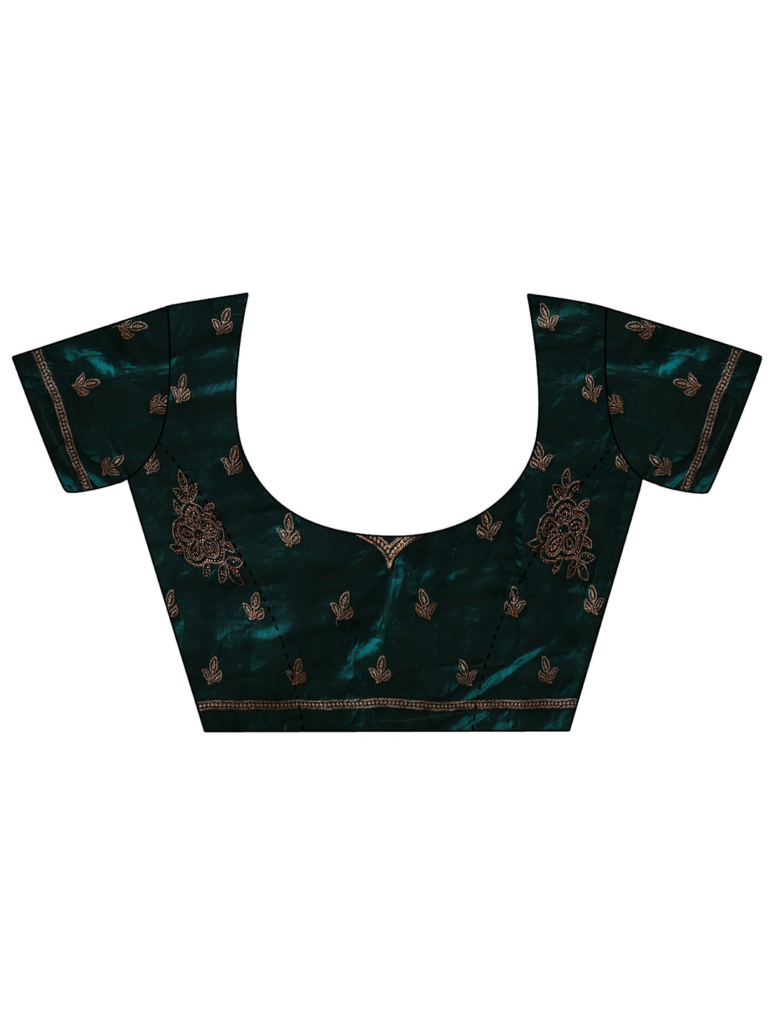 Libas Art Teal Green Floral Embellished Tissue Saree
