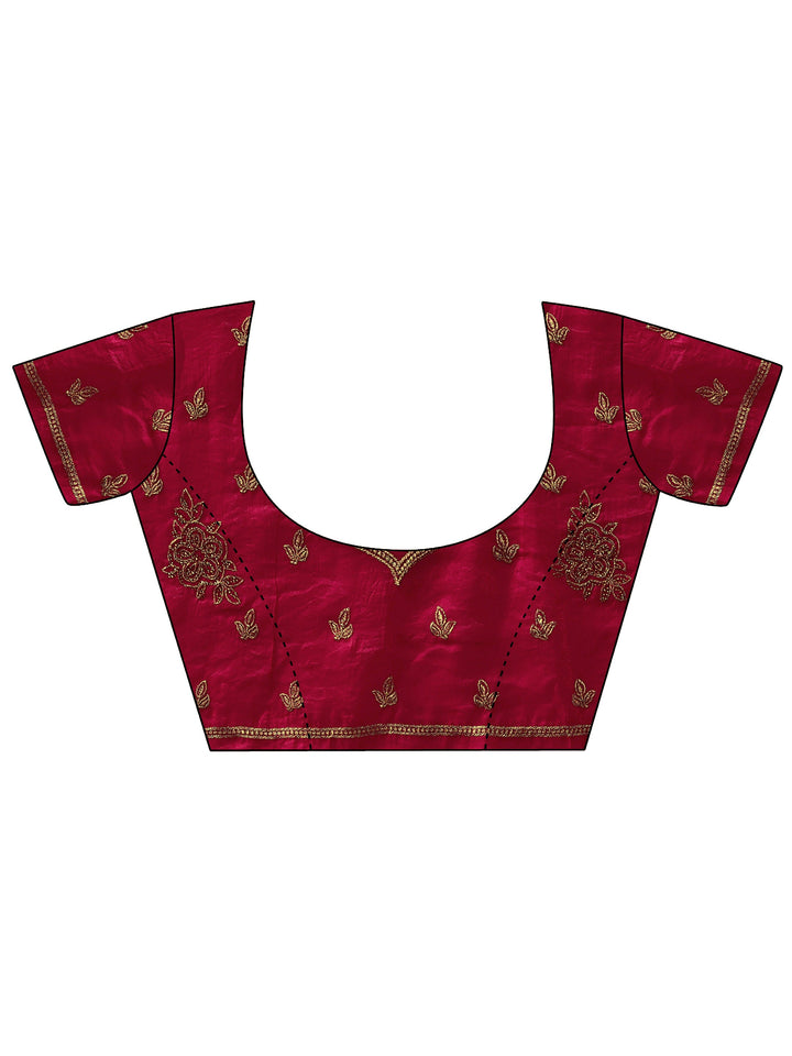 Libas Art Rose Pink Floral Embellished Tissue Saree