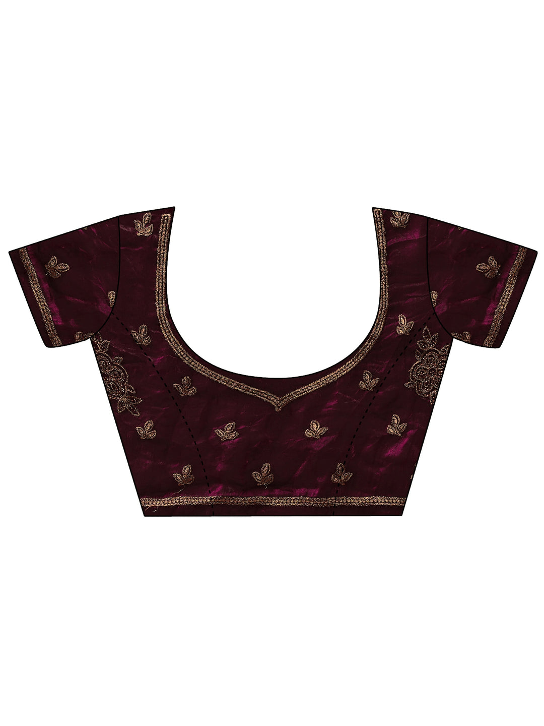 Libas Art Burgundy Floral Embellished Tissue Saree