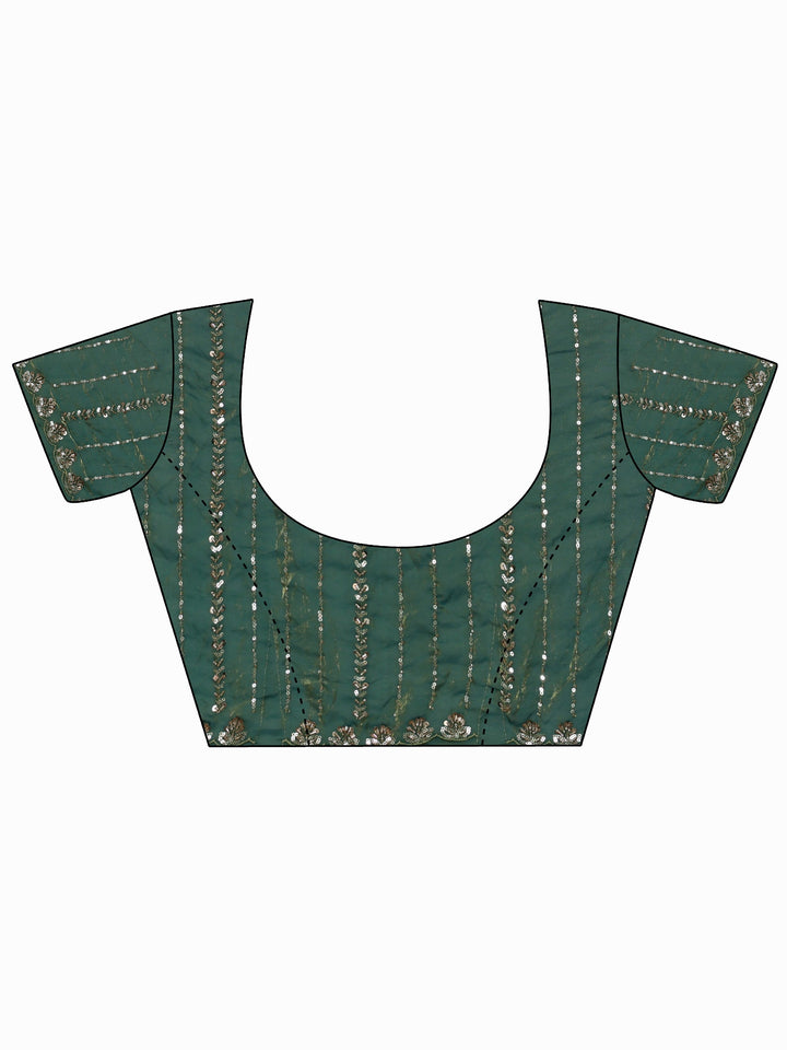 Libas Art Sea Green Sequin Embellished Tissue Saree