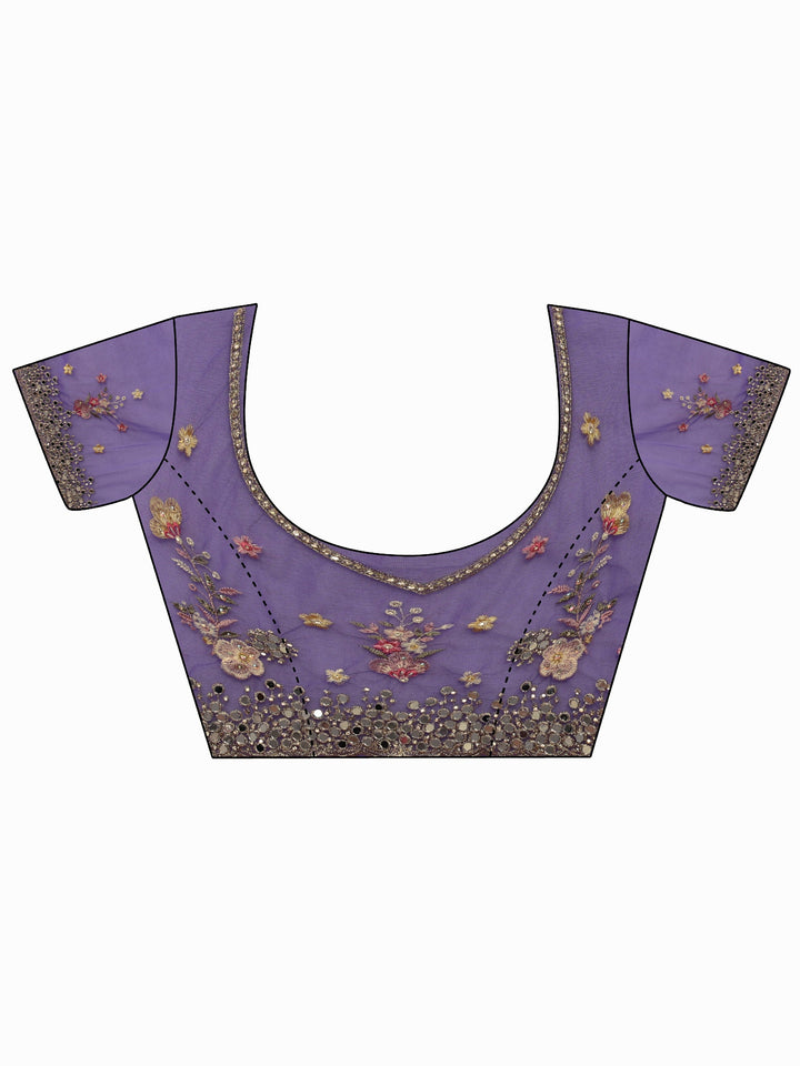Libas Art Purple Floral Embellished Net Saree