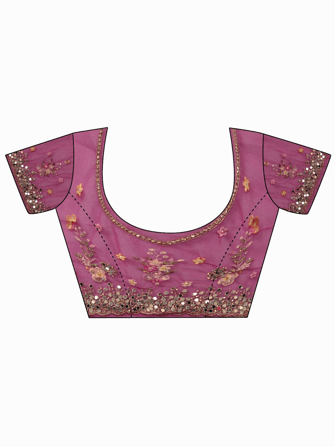 Libas Art Rani Pink Floral Embellished Net Saree