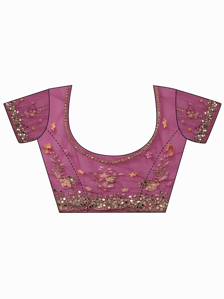 Libas Art Rani Pink Floral Embellished Net Saree