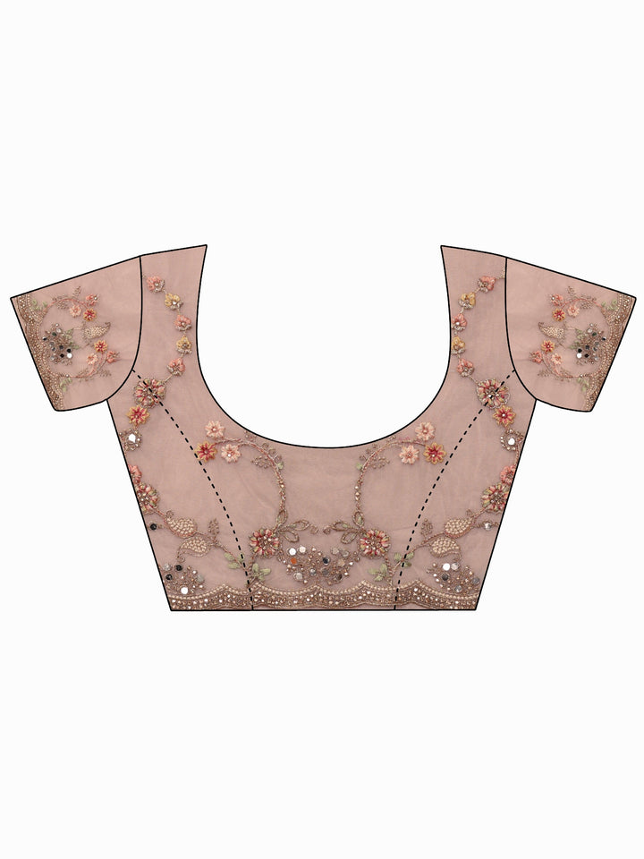 Libas Art Baby Pink Floral Embellished Net Saree