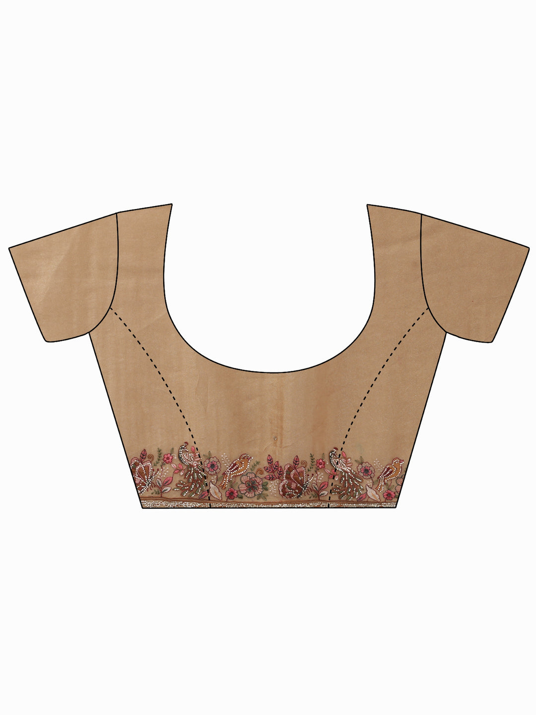 Libas Art Beige Floral Embellished Tissue Saree