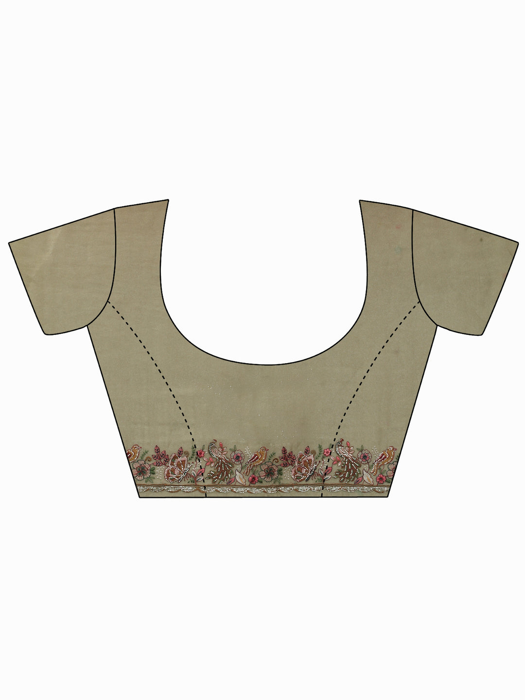 Libas Art Sage Green Floral Embellished Tissue Saree