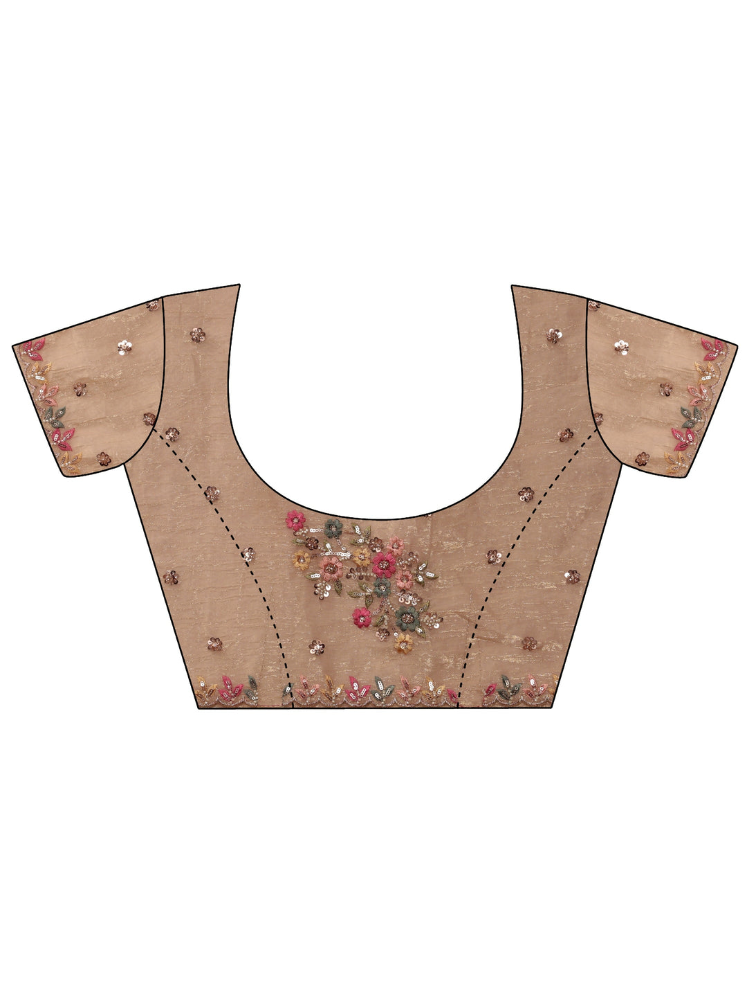 Libas Art Golden Floral Embellished Tissue Saree