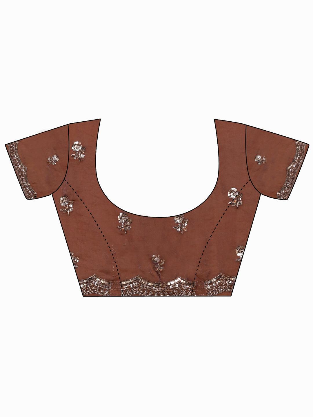 Libas Art Brown Floral Sequin Embellished Tissue Saree
