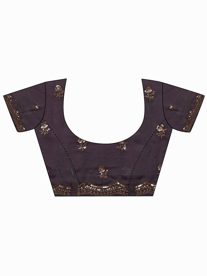 Libas Art Mauve Floral Sequin Embellished Tissue Saree