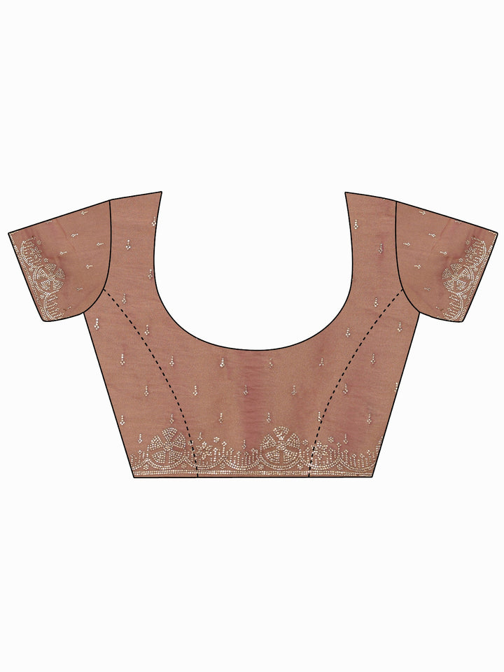 Libas Peach Pink Stone Work Embellished Tissue Saree