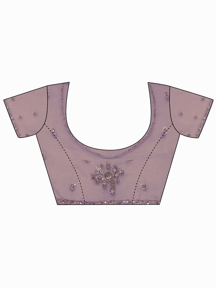 Libas Lavender Floral Sequin Embellished Tissue Saree