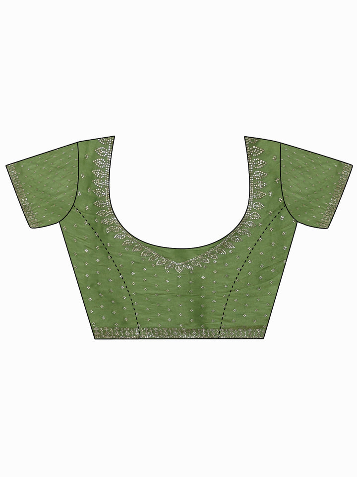 Libas Art Green Stone Work Embellished Tissue Saree