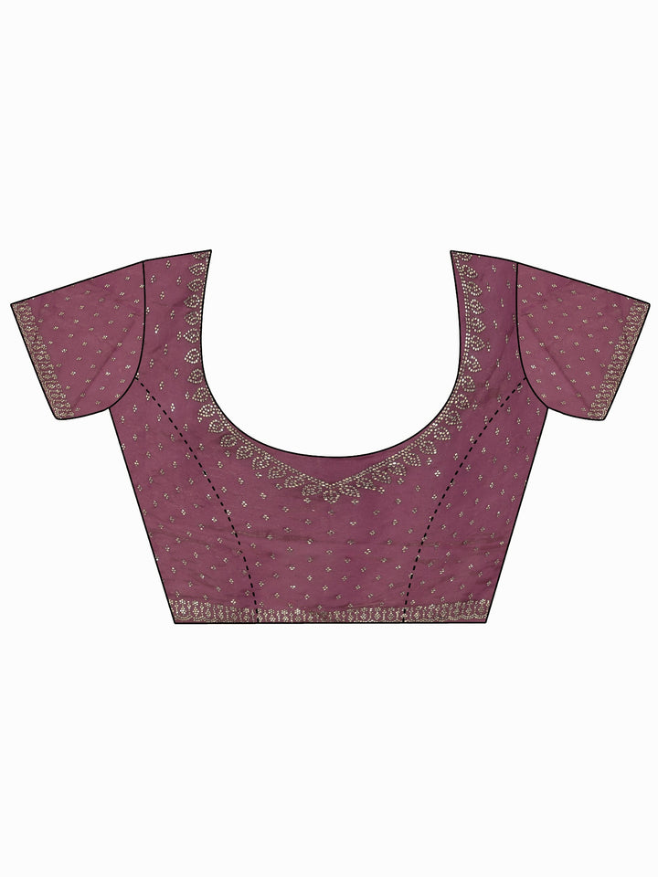 Libas Art Mauve Stone Work Embellished Tissue Saree