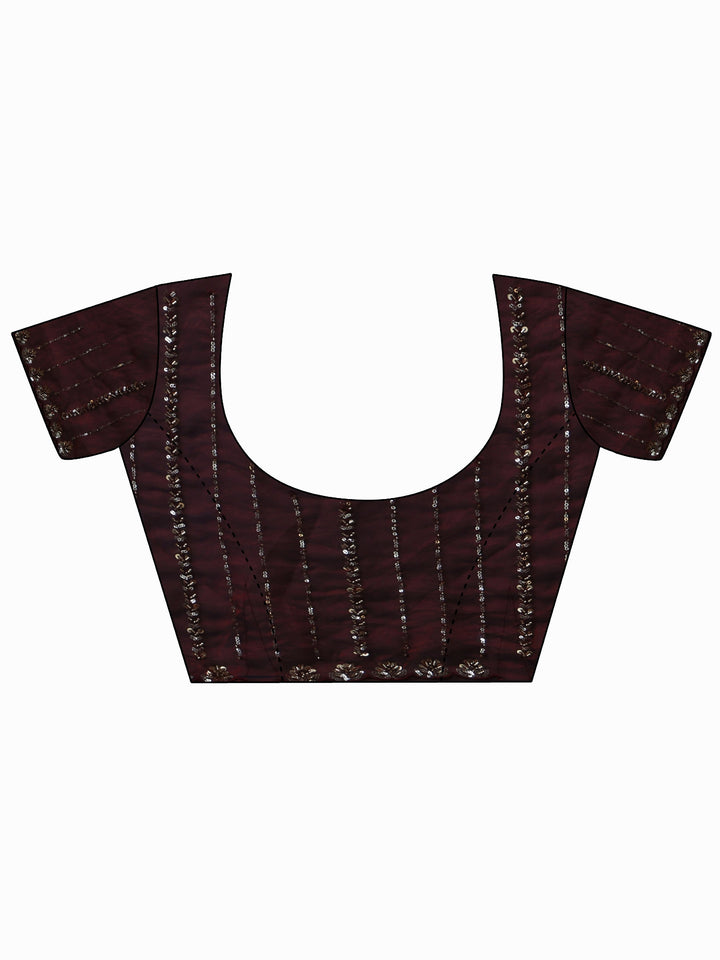 Libas Art Burgundy Sequin Embellished Tissue Saree